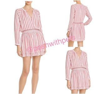 Rails NWT Jasmine Carmine Stripe Button Down Long Sleeve Dress Pink Medium New
